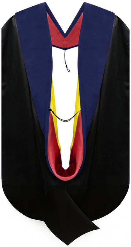 Phd Hood Dark Blue Velvet - Red & Gold