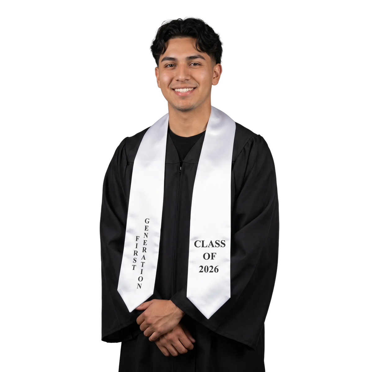 White ‘First Generation’ 2026 graduation stole for first-generation graduates