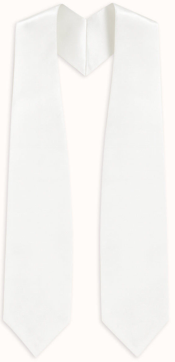 White Graduation Stole - White College & High School Stoles