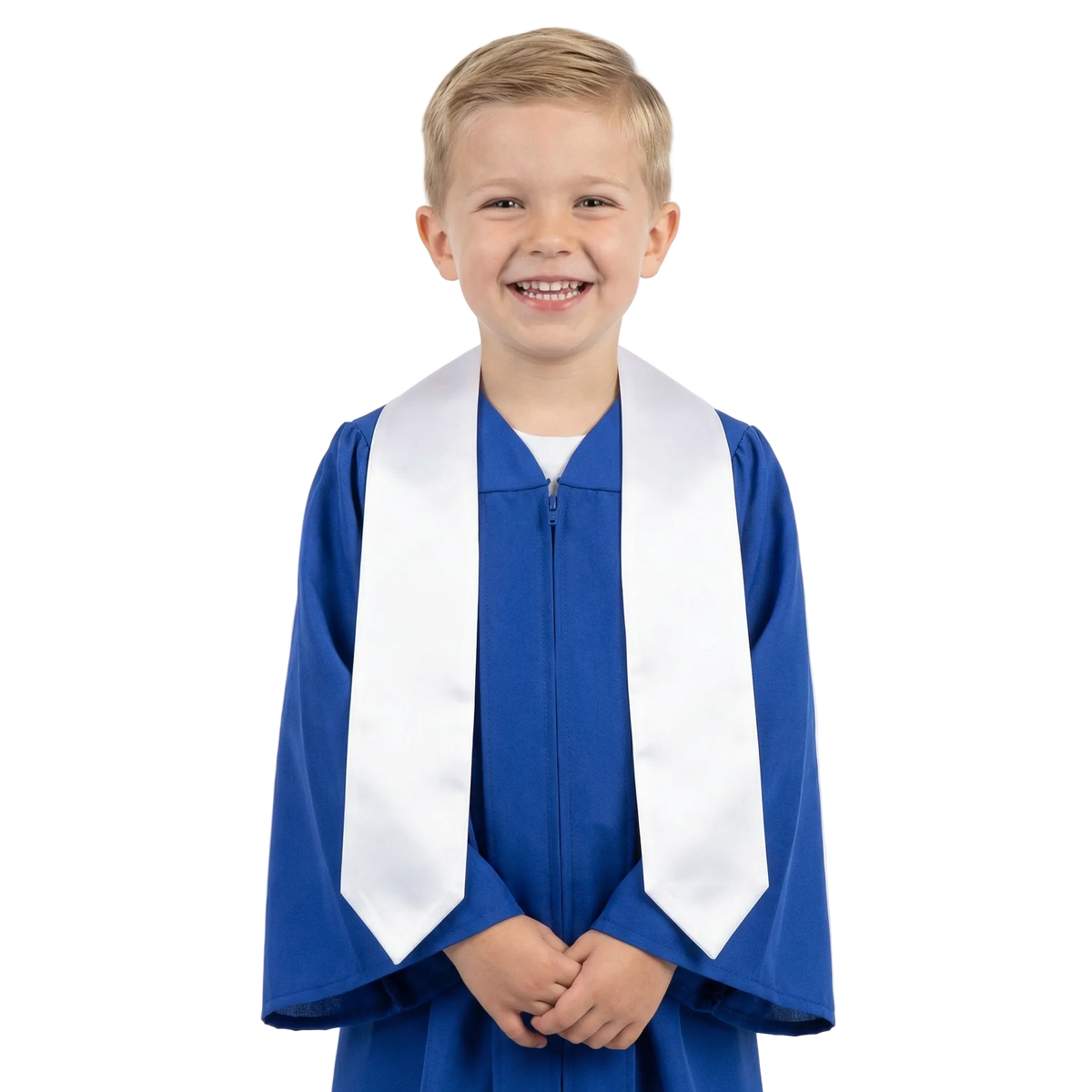White preschool and kindergarten graduation stole for young graduates