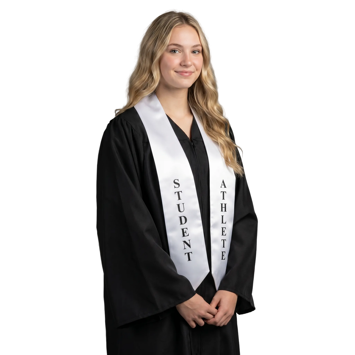 White student athlete graduation stole for high school and college graduates.