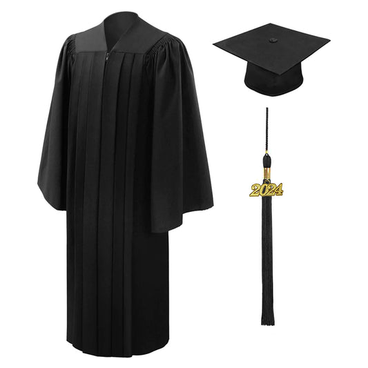 Deluxe Black Middle School Cap, Gown & Tassel