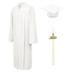 Matte White High School Graduation Cap and Gown