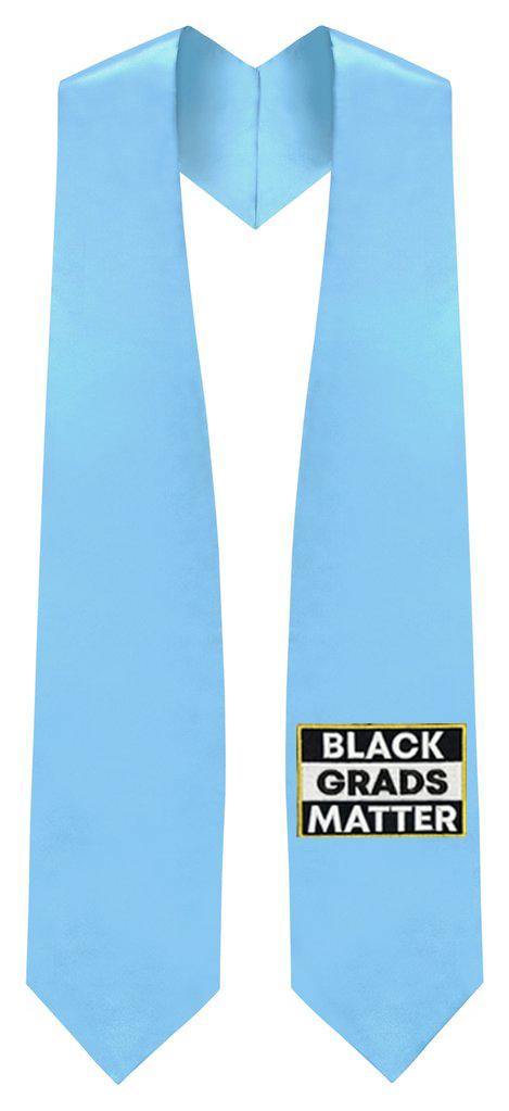 Light Blue BLACK GRADS MATTER Graduation Stole - Clerkmans