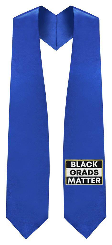 Royal Blue BLACK GRADS MATTER Graduation Stole - Clerkmans