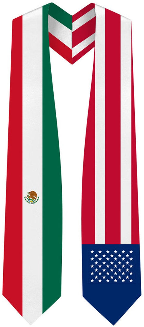 Mixed USA & Mexico Graduation Stole - Mixed USA & Mexico Flag Sash