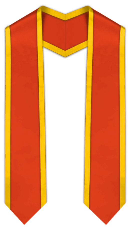 Orange Pointed Graduation Stole with Gold Trim