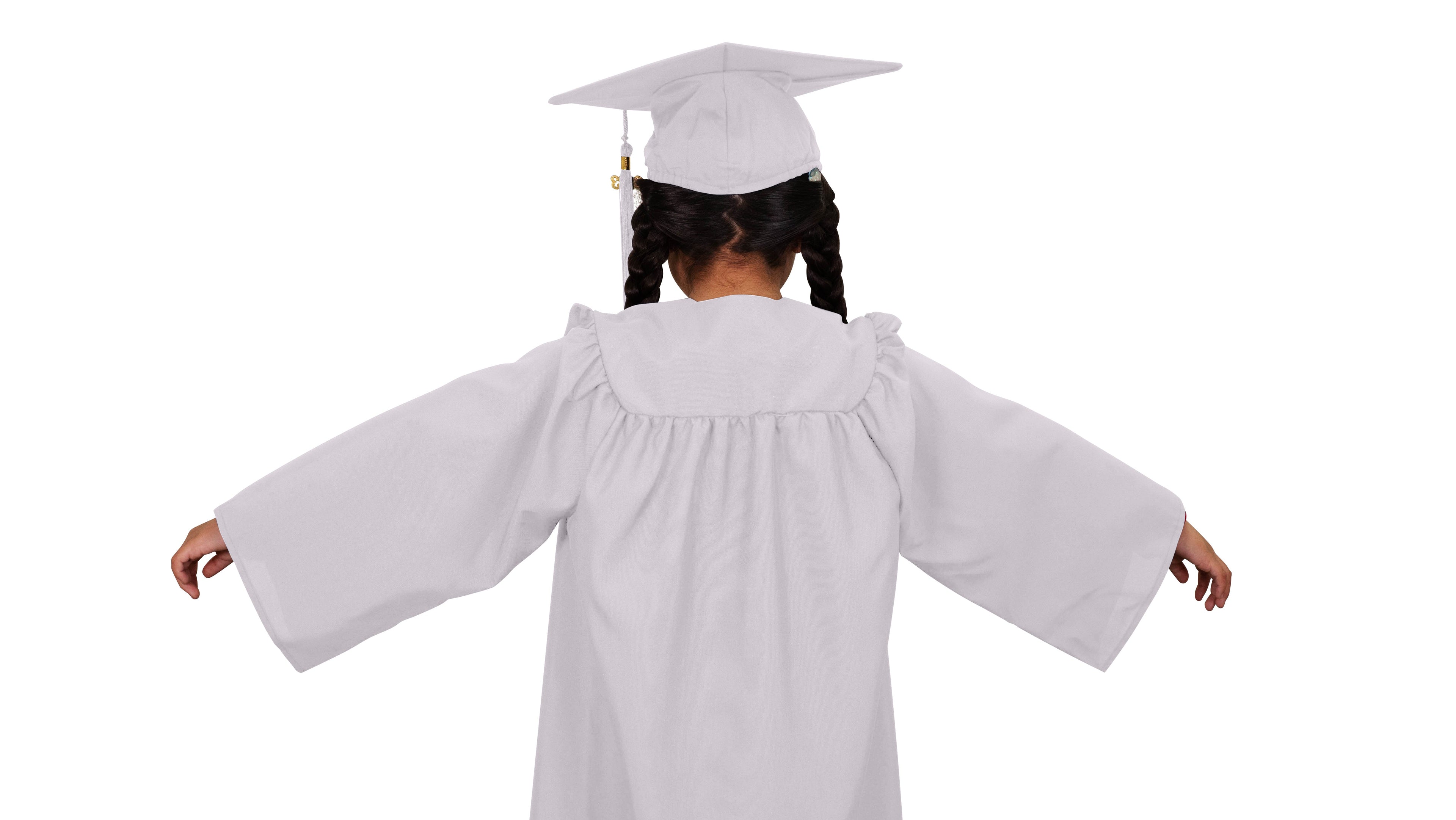Child Matte White Graduation Cap & Gown - Preschool & Kindergarten Child Matte White Graduation Cap & Gown - Preschool & Kindergarten