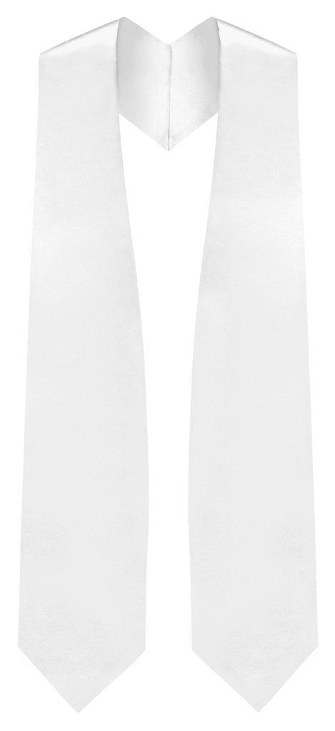 White Graduation Stole - White College & High School Stoles