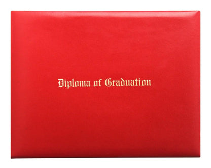 Red Imprinted Diploma Cover - High School Diploma Covers - Graduation Cap and Gown